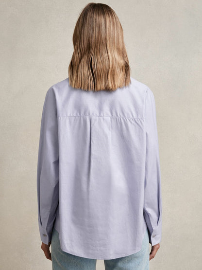 Cotton Button Through Oxford Shirt Blue | Women