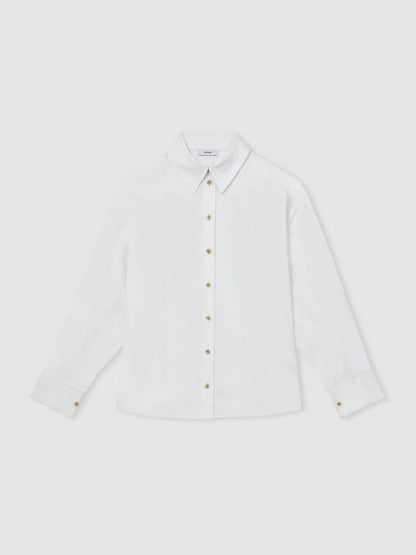 Cotton Button Through Oxford Shirt White | Women