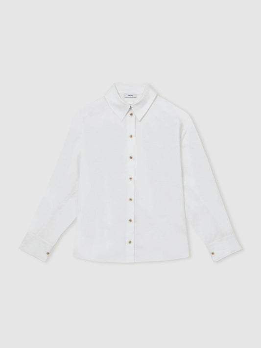 Cotton Button Through Oxford Shirt White | Women