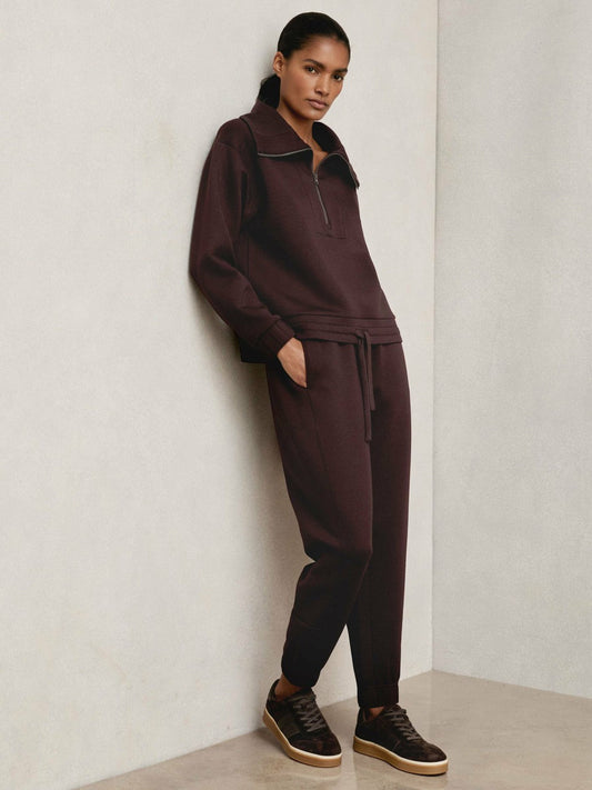 Tapered Elasticated-Waist Joggers Plum | Women