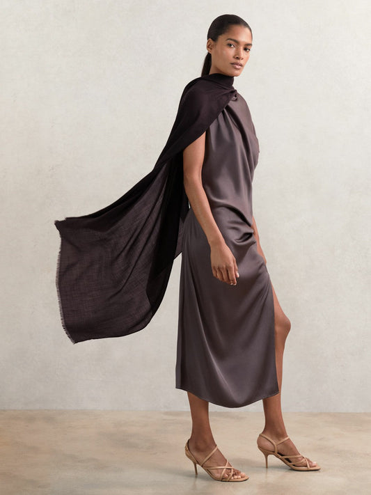 Wool-Cashmere Lightweight Scarf Burgundy | Women