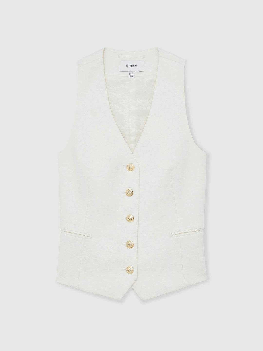 Single-Breasted Twill Waistcoat With Wool White | Women