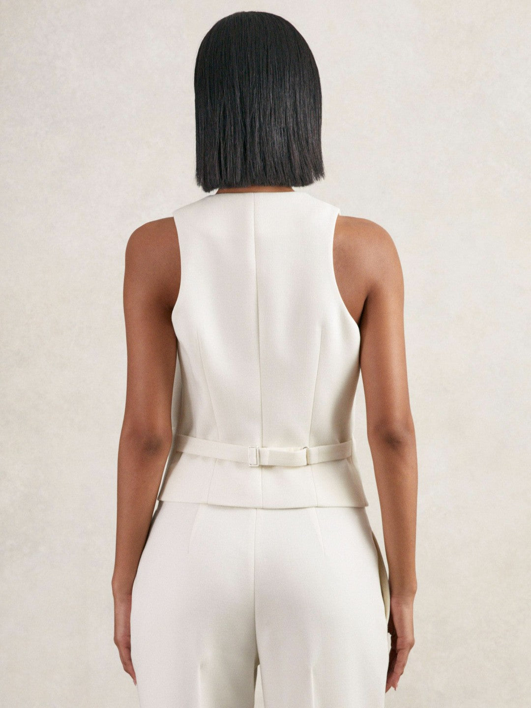 Single-Breasted Twill Waistcoat With Wool White | Women