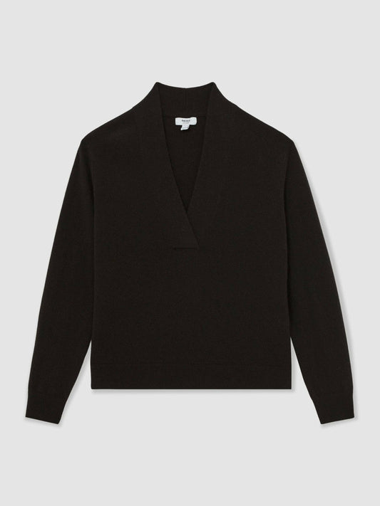 Cashmere V-Neck Jumper Chocolate Brown | Women