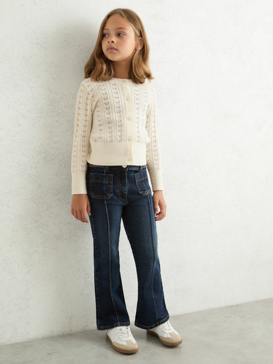Wool-Cotton Pointelle Cardigan Ivory | Children & Baby