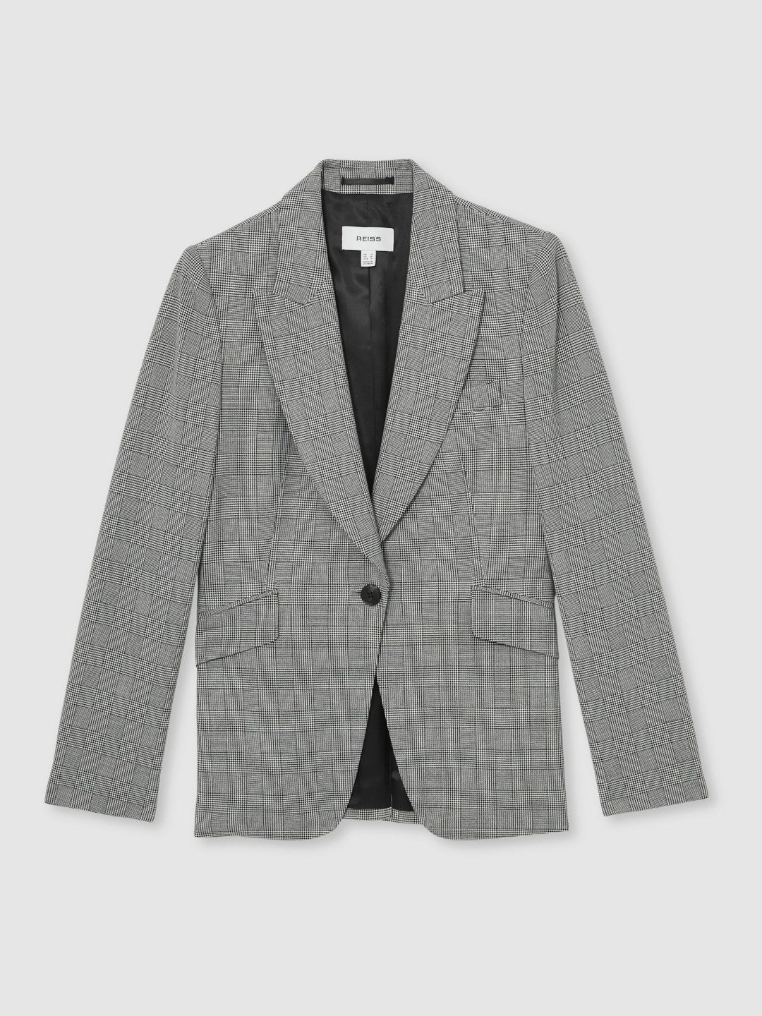 Petite Single-Breasted Check Suit Blazer Grey | Women