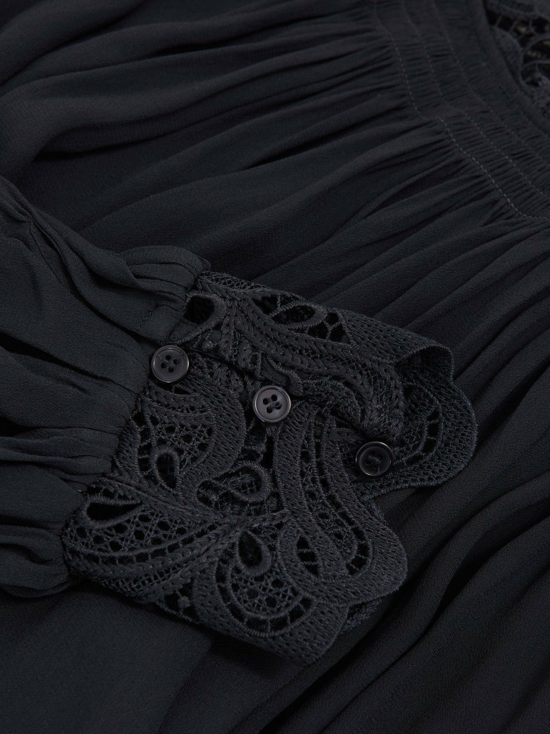 Lace-Trim Draped Chiffon Top Navy | Women
