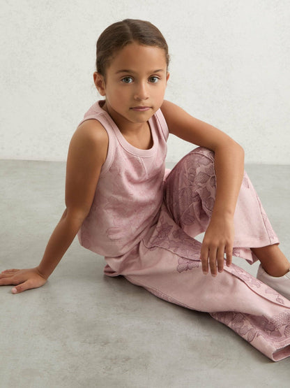 13-14 yrs Cotton Floral Vest and Joggers Set Pink Print | Children & Baby