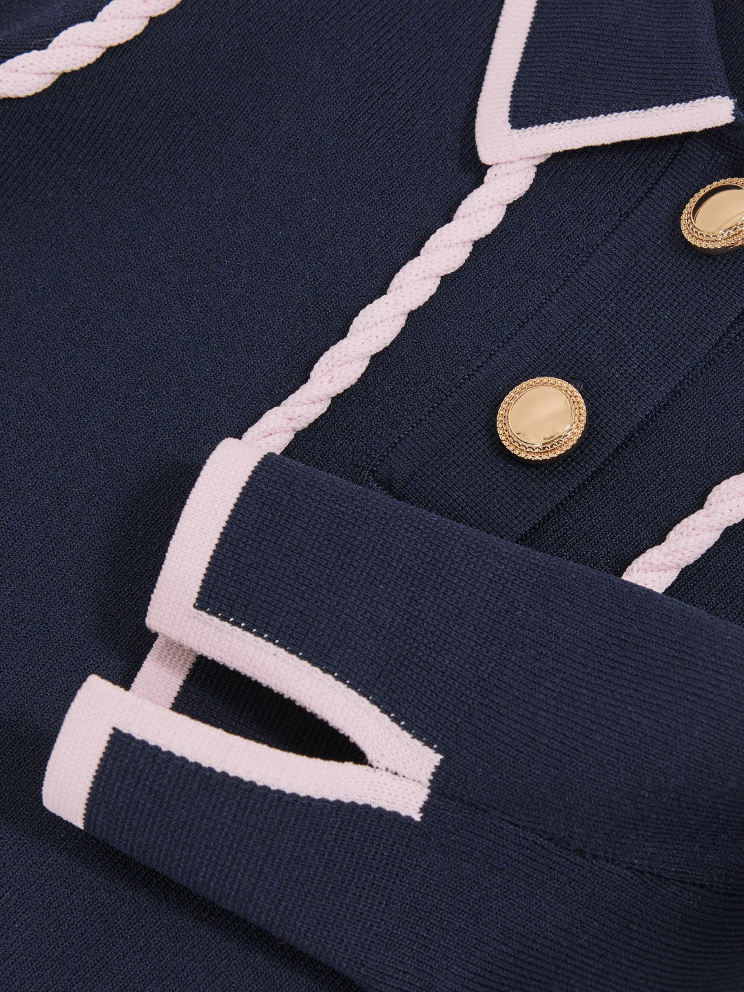 3-9 yrs Piped Knitted Collar Top Navy | Children & Baby