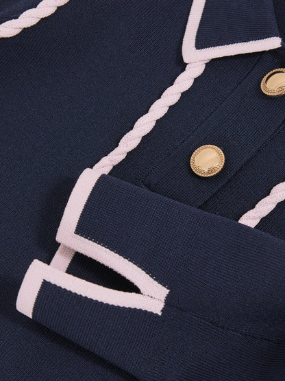 9-13 yrs Piped Knitted Collar Top Navy | Children & Baby