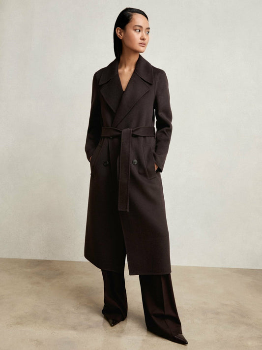 Double-Breasted Blindseam Coat Wool-Blend Aubergine | Women