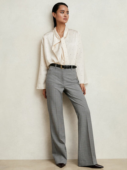 Check Flared Suit Trousers Grey | Women