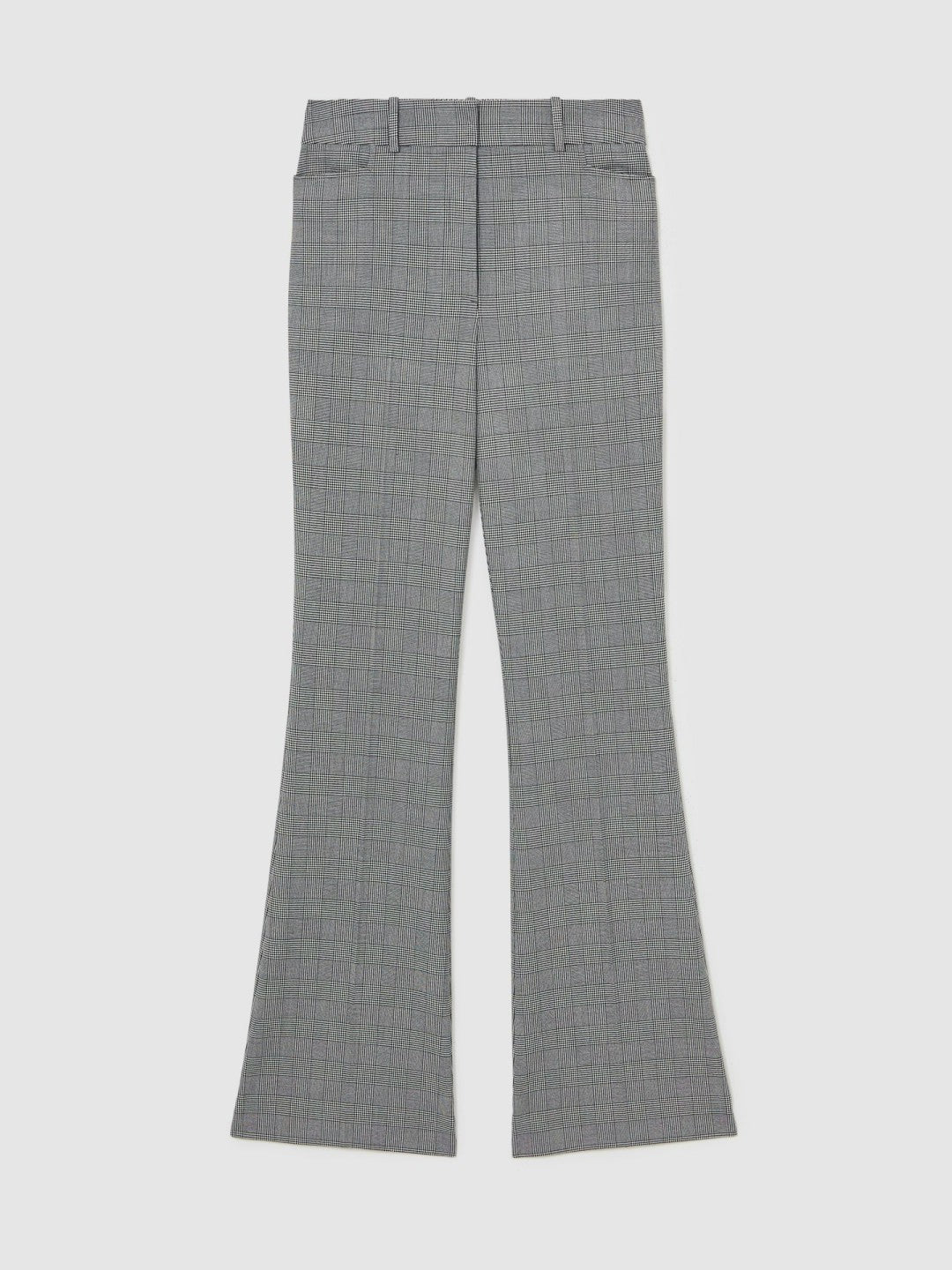 Check Flared Suit Trousers Grey | Women