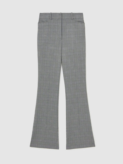 Check Flared Suit Trousers Grey | Women