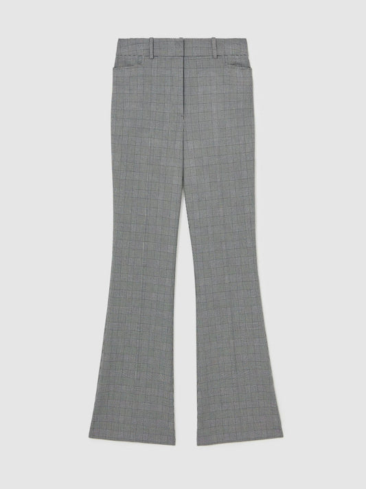 Check Flared Suit Trousers Grey | Women