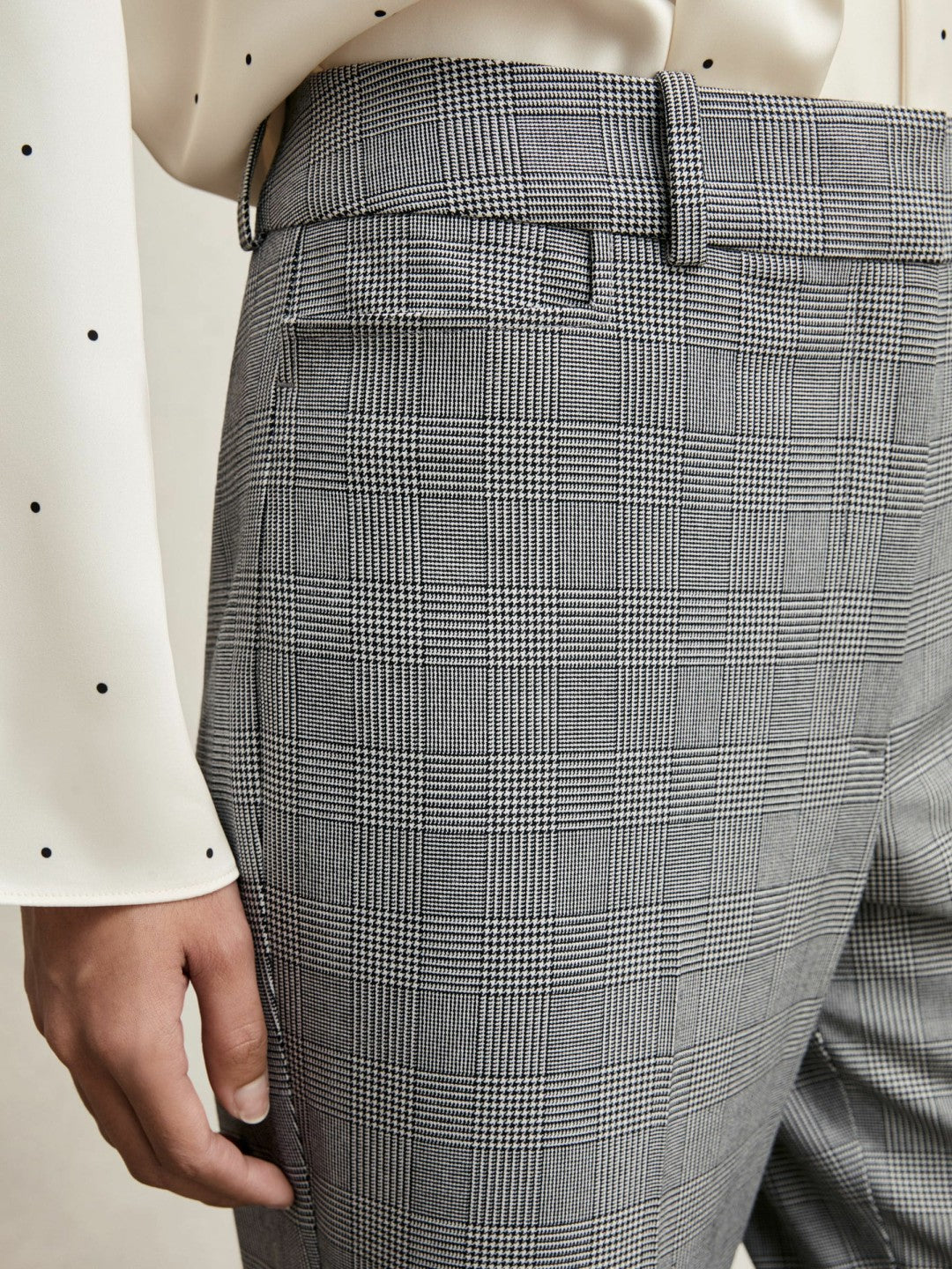 Check Flared Suit Trousers Grey | Women