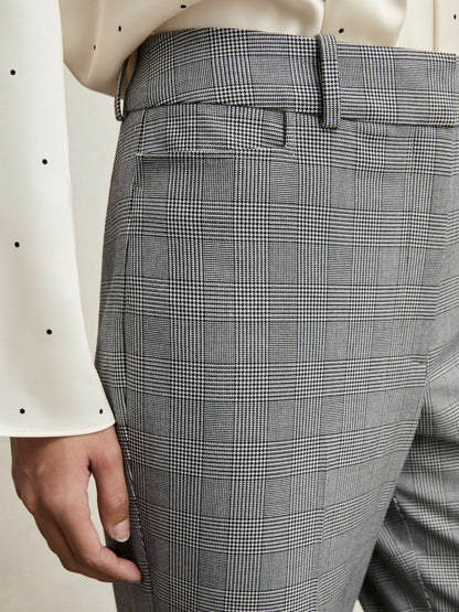 Check Flared Suit Trousers Grey | Women