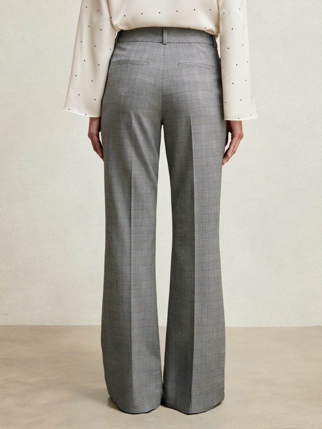 Check Flared Suit Trousers Grey | Women