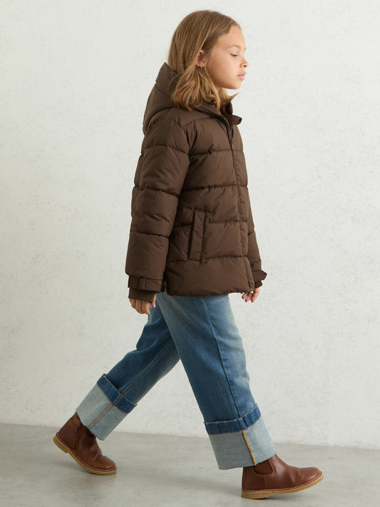 3-9 yrs Short Hooded Puffer Coat Chocolate | Children & Baby
