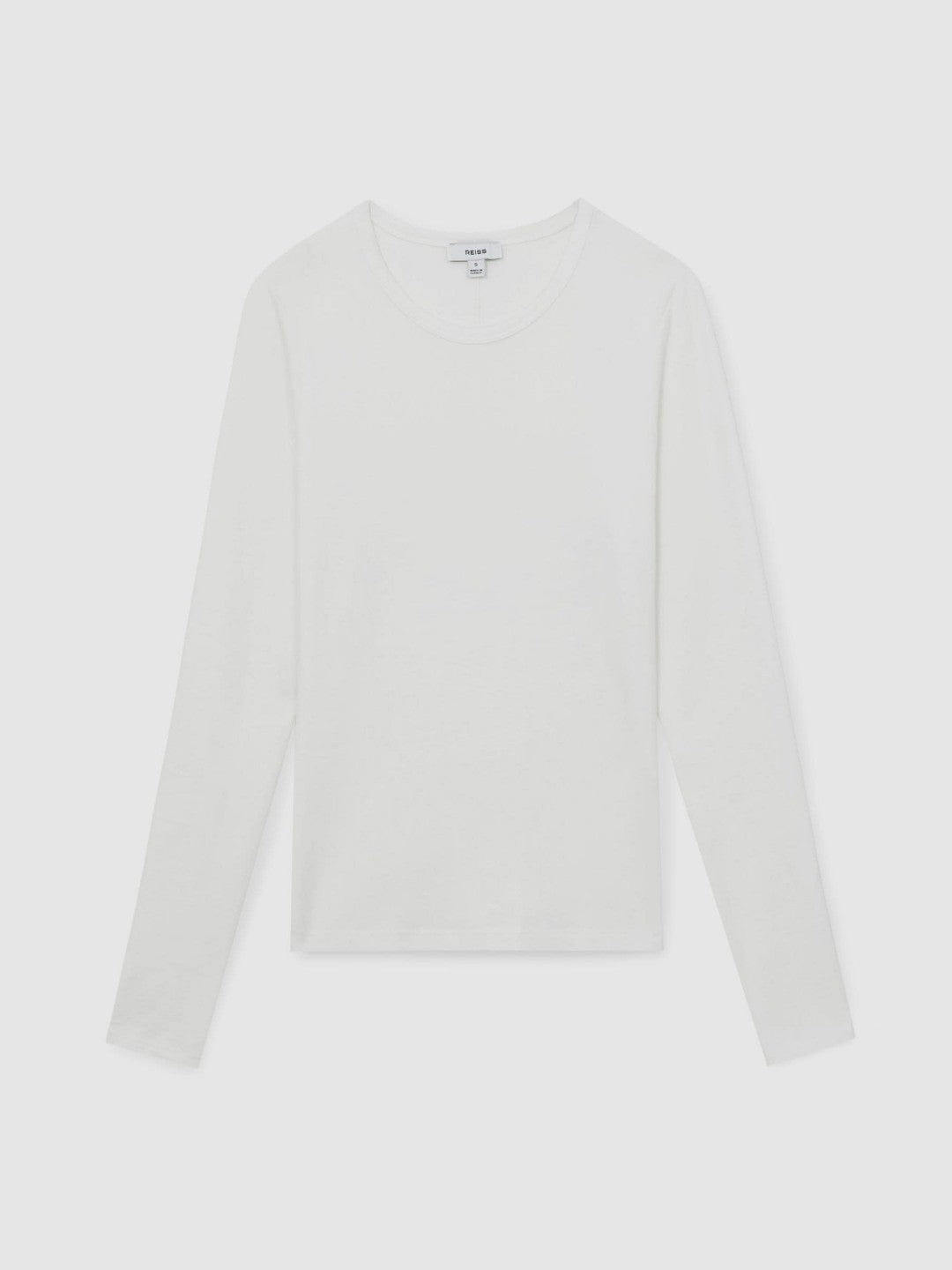Cotton Crew-Neck Long-Sleeve T-Shirt With Stretch White | Women