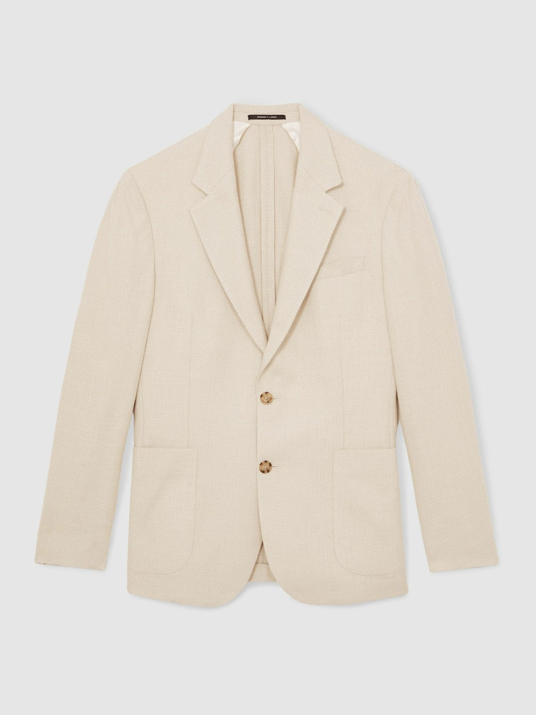 Slim Fit Single Breasted Textured Blazer with Cotton Stone | Men