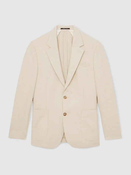 Slim Fit Single Breasted Textured Blazer with Cotton Stone | Men