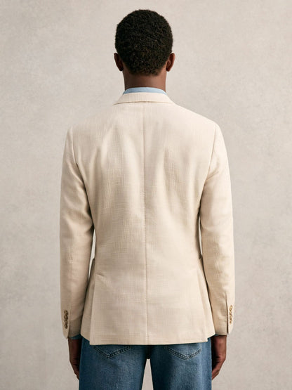 Slim Fit Single Breasted Textured Blazer with Cotton Stone | Men