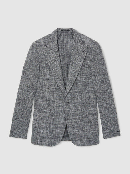 Single-Breasted Textured Mélange Blazer Slim-Fit Navy Melange | Men