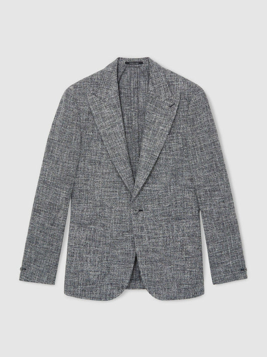 Single-Breasted Textured Mélange Blazer Slim-Fit Navy Melange | Men