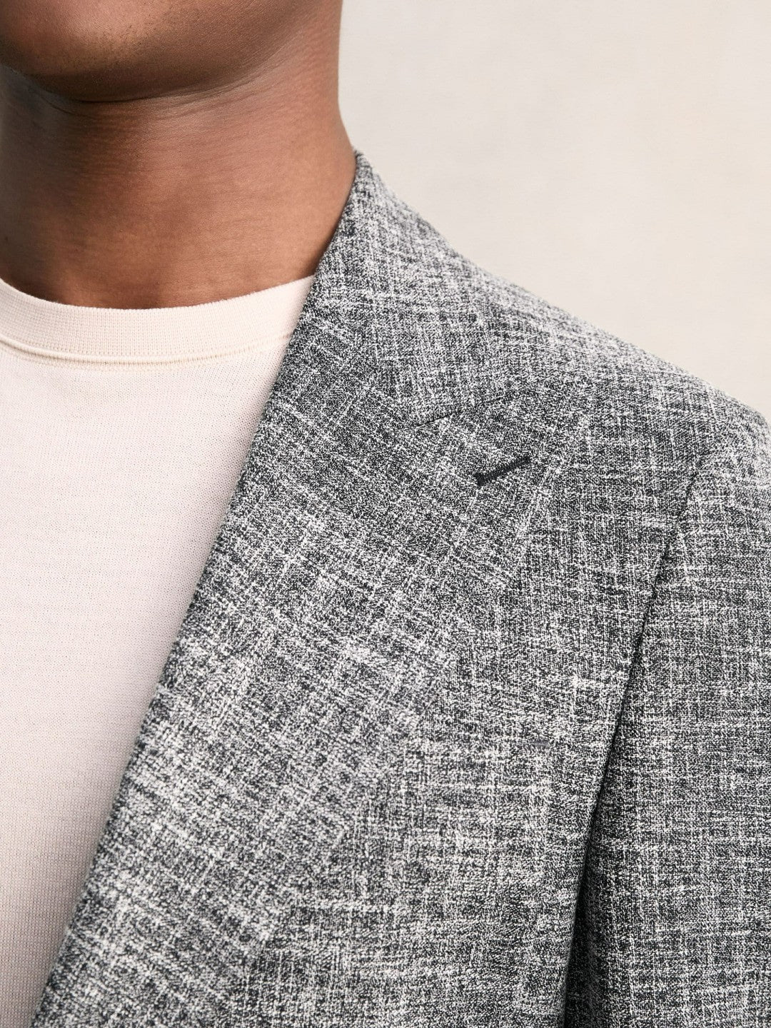 Single-Breasted Textured Mélange Blazer Slim-Fit Navy Melange | Men