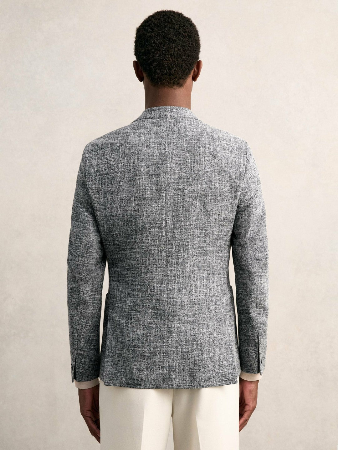 Single-Breasted Textured Mélange Blazer Slim-Fit Navy Melange | Men