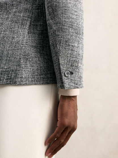 Single-Breasted Textured Mélange Blazer Slim-Fit Navy Melange | Men