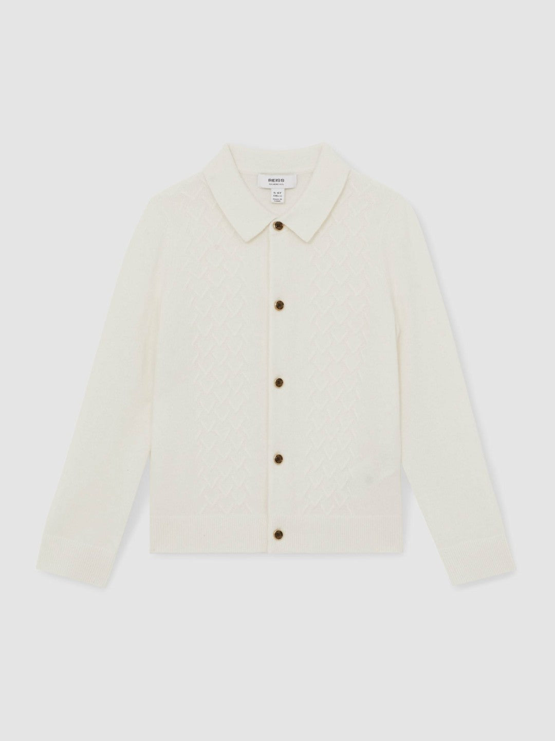 3-9 yrs Wool V-Stitch Button-Through Cardigan Off White | Children & Baby