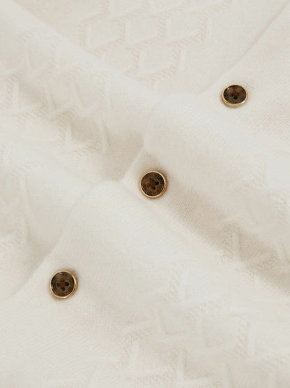 3-9 yrs Wool V-Stitch Button-Through Cardigan Off White | Children & Baby
