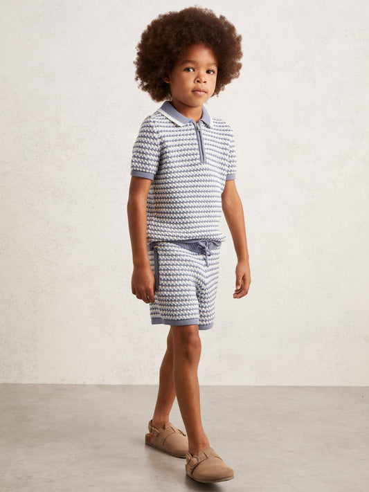 3-9 yrs Cotton-Blend Knitted Stripe Shorts Blue/White | Children & Baby