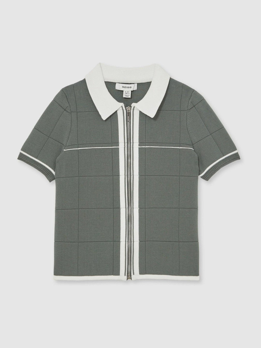 13-14 yrs Tipped Knit Zip-Through Shirt Dark Sage Green | Children & Baby