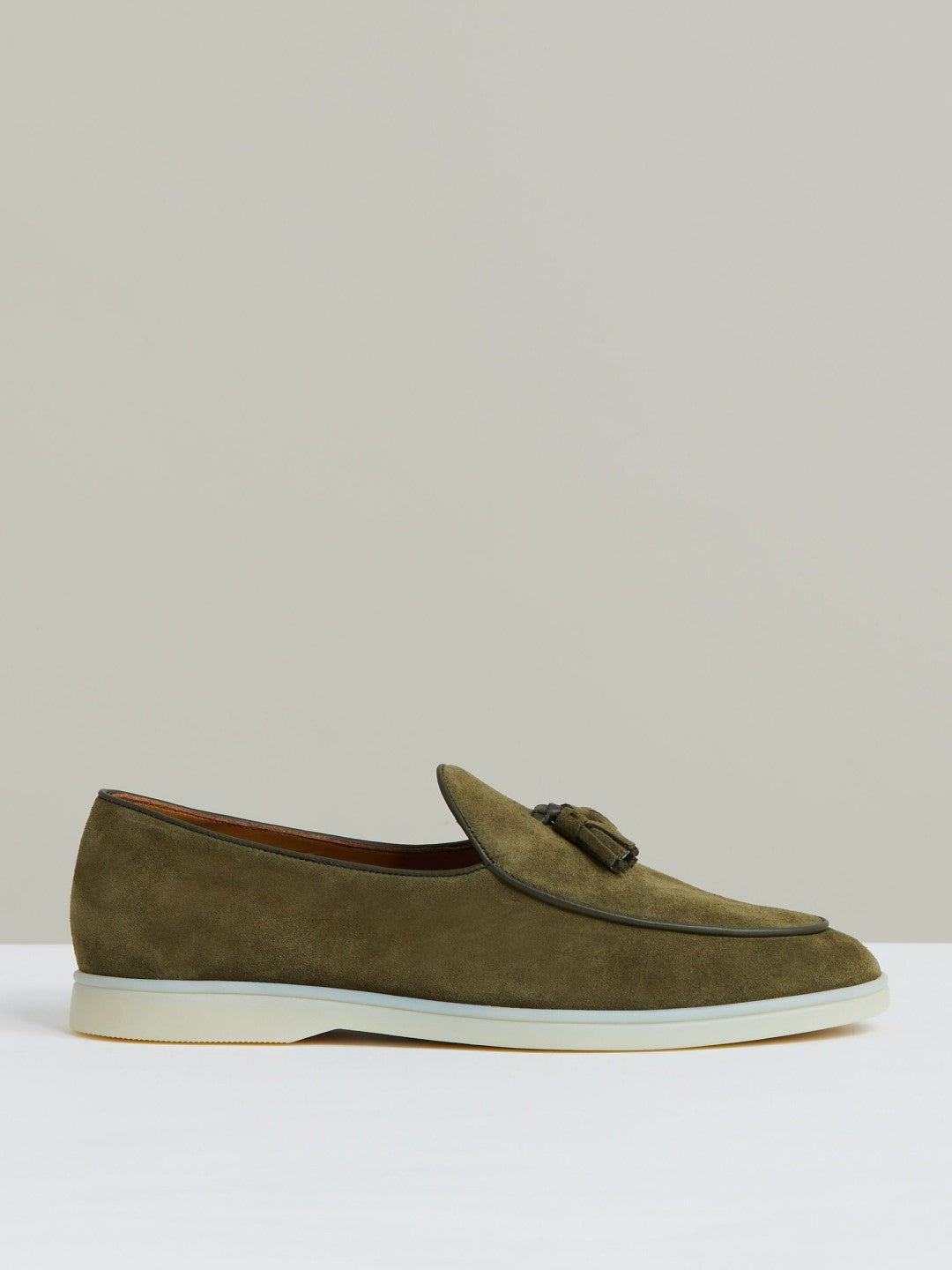 Suede Tassel Loafers Moss Green | Men