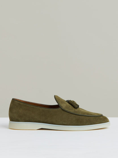 Suede Tassel Loafers Moss Green | Men