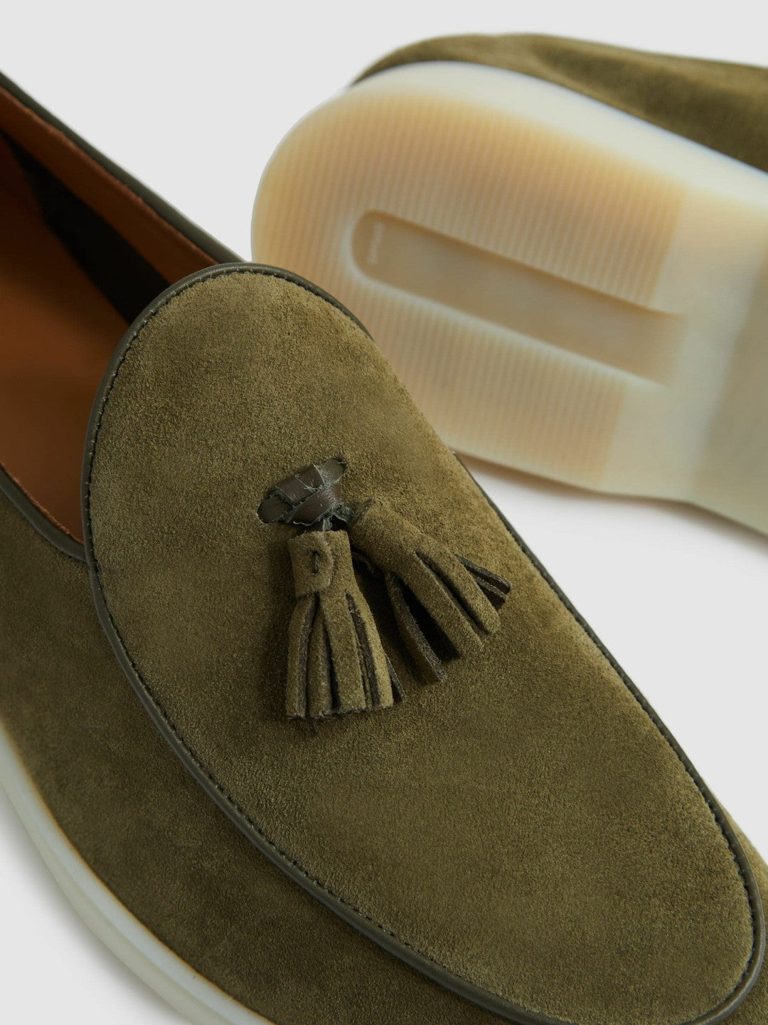 Suede Tassel Loafers Moss Green | Men