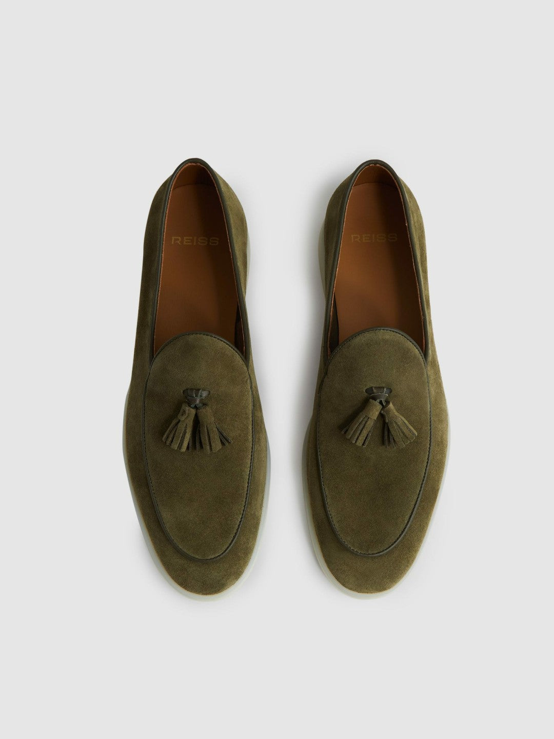 Suede Tassel Loafers Moss Green | Men