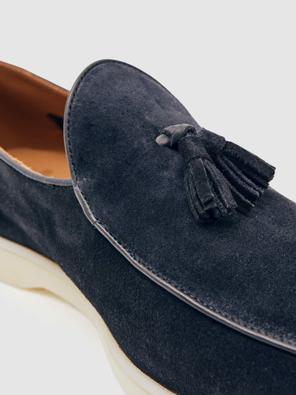 Suede Tassel Loafers Navy | Men