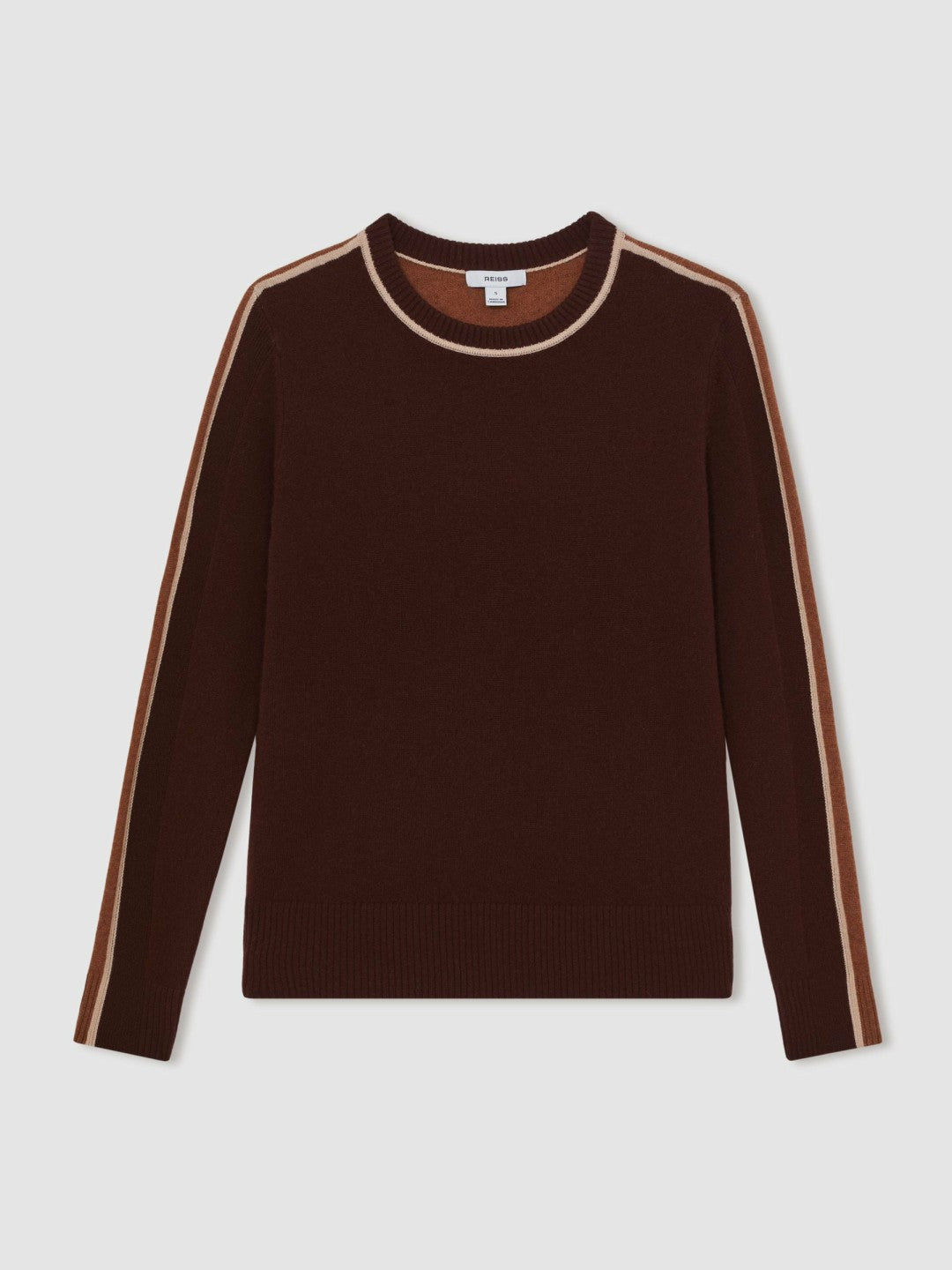 Wool-Blend Colour-Block Jumper With Cashmere Burgundy/Tan | Women