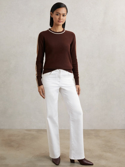 Wool-Blend Colour-Block Jumper With Cashmere Burgundy/Tan | Women
