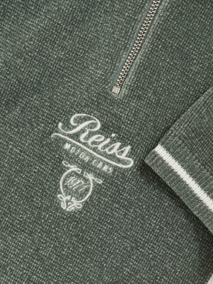 13-14 yrs Chenille Tipped Motor Cars Polo Shirt Dark Sage Green/White | Children & Baby