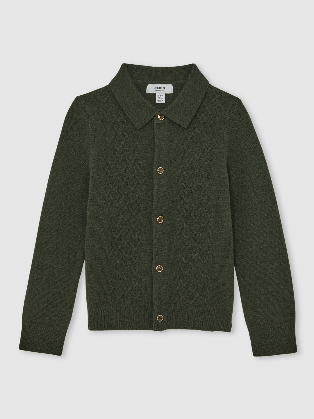 13-14 yrs Wool V-Stitch Button-Through Cardigan Forest Green | Children & Baby
