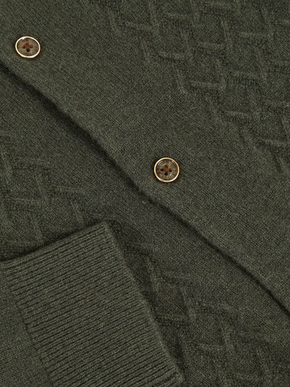 13-14 yrs Wool V-Stitch Button-Through Cardigan Forest Green | Children & Baby