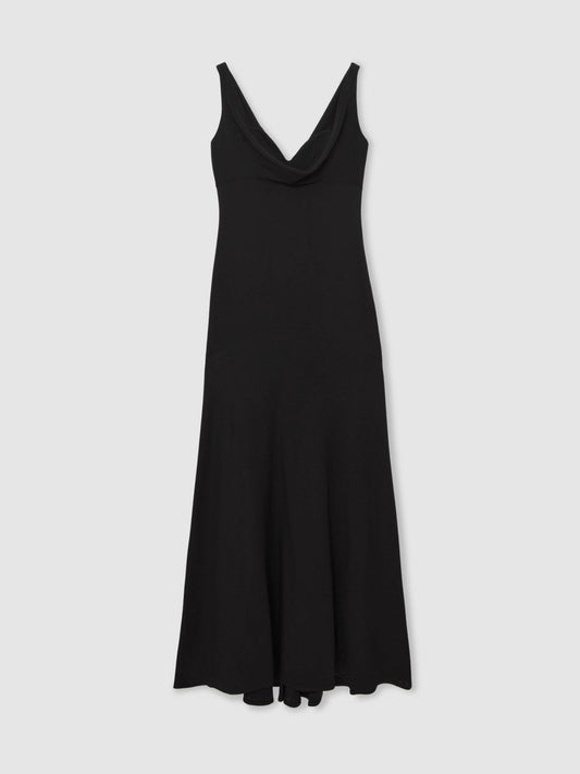 Cowl-Neck Sleeveless Maxi Dress Black | Women