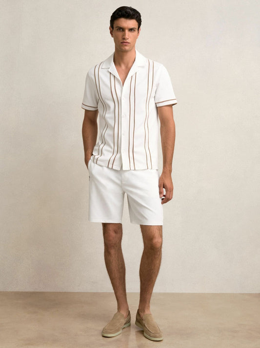 Textured Drawstring Shorts White | Men