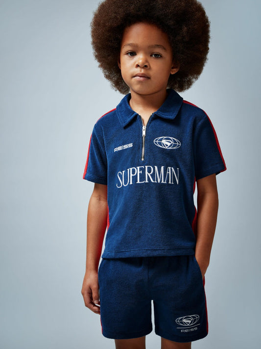 9-13 yrs Superman Towelling Polo Shirt Blue/Red | Children & Baby