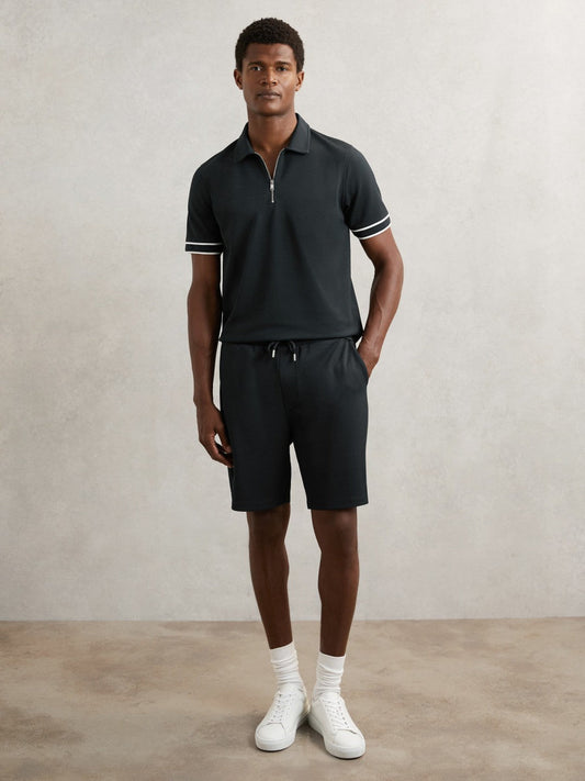 Textured Drawstring Shorts Navy | Men